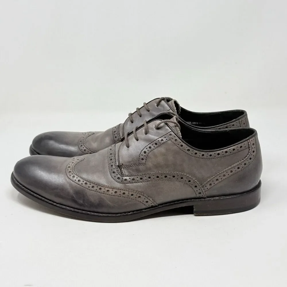 John Varvatos Luxe Derby Oxford Shoes Mens 13 Brown Leather Wingtip Brogue